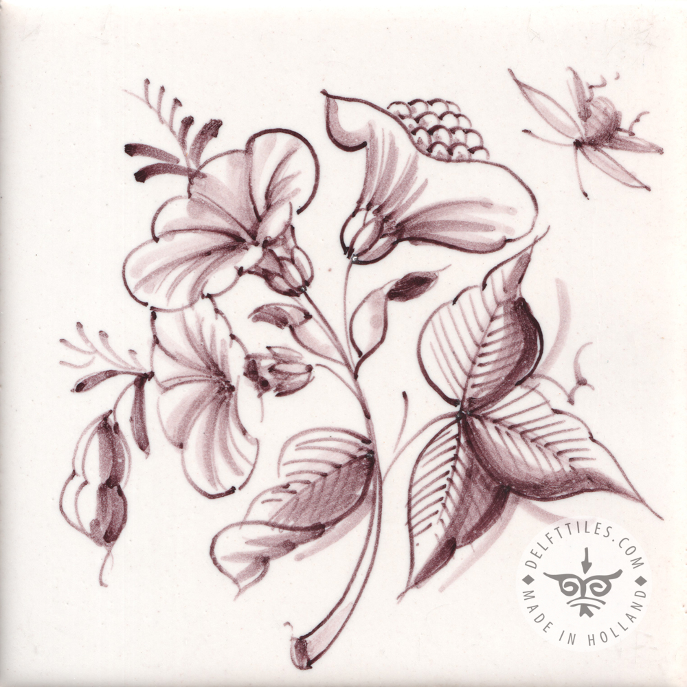 Elegante große Fliesen mit Blumen Sepia (BG3_s) – Bild 2