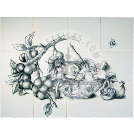 Plum Lemon Pomgranate Black panel 4×3 tiles (HF12o_zw)