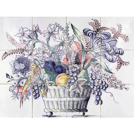 Fruit Flower Bird Basket 4x3 tiles (HBM12c_mc)