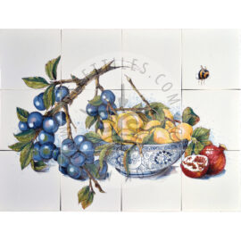 Plum Lemon Pomgranate Fruits panel 4×3 tiles (HF12o_mc)