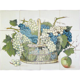 Grapes Basket Blue & Green tile panel 4×3 tiles (HF12h_bg)
