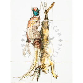 Hanging Pheasant & Hare on tiles 3×4 tiles (HW12a_mc)