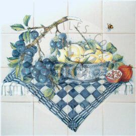 Plum Branch Lemons Pomegranate panel 4×4 Tiles (HF16b)