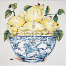 Bowl Lemons & Ladybugs panel 2×2 Tiles (HF4b)