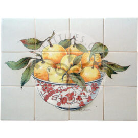 Ceramic Bowl with Oranges tile panel 4×3 tiles (HF12f)