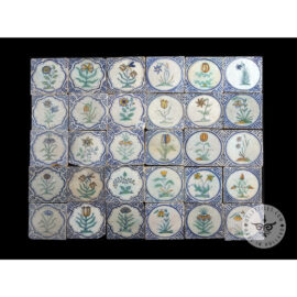 Antique Delft Tiles set #72 – polychrome flowers