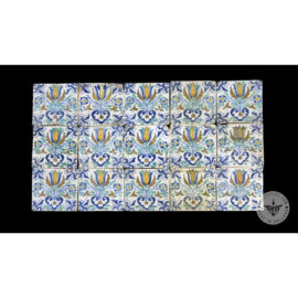 Antique Delft Tiles set #74 – polychrome tulips