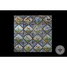 Antique Delft Tiles set #75 – polychrome animal in diamond