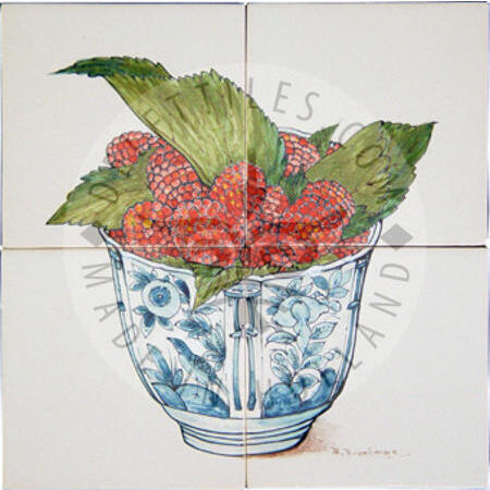 Raspberries in Bowl panel 2x2 Tiles (HF4c)