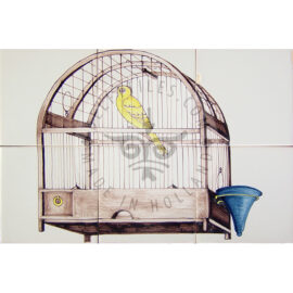 Bird Cage tile mural Sepia 3×2 Tiles (VK6d_s)