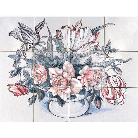 Tulips Flowers Bouquet 4x3 tiles (HB12b)