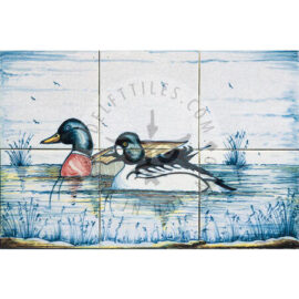 2 Wild Ducks tile panel 3×2 Tiles (HW6b)