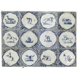 Antique 17th century delft animal tiles  #D11