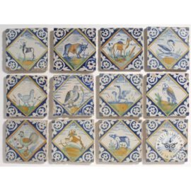 Various polychrome Delft tiles  #D36