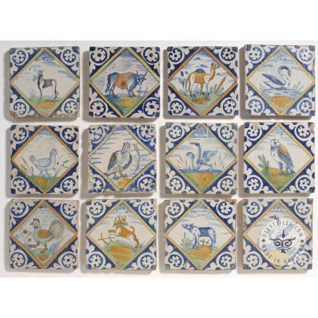 Various polychrome Delft tiles #D36