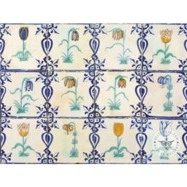 twelve 17th century antique flower tiles #B14