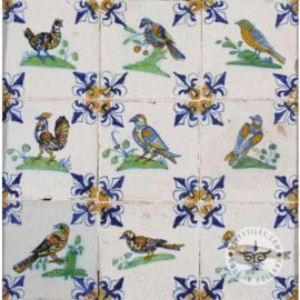 Antique polychrome fleur de lisse delft tiles  #D13