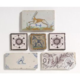 Animals on border Dutch Delft tiles  #D28