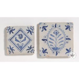 two 17th century flower tiles #B1