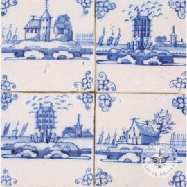four 18th century landscape tiles #L1