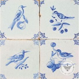Antique birds on fruit Delft Tiles  #D7