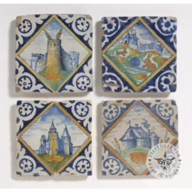 four 17th century landscape in diamond tiles #L2