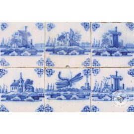 six Delft blue landscape tiles #L4