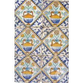 6 early 17th century flower pot tiles #B6
