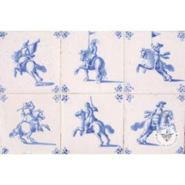Antique horsemen blue and white tiles #D4
