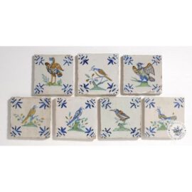 Antique polychrome 17th century tiles  #D9