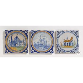 Antique poly chrome houses tiles #PC4