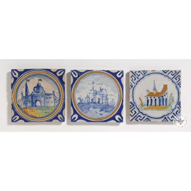 Antique poly chrome houses tiles #PC4