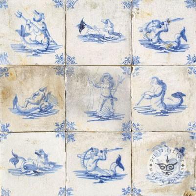 Mermaid Mermen decorated tiles #S7