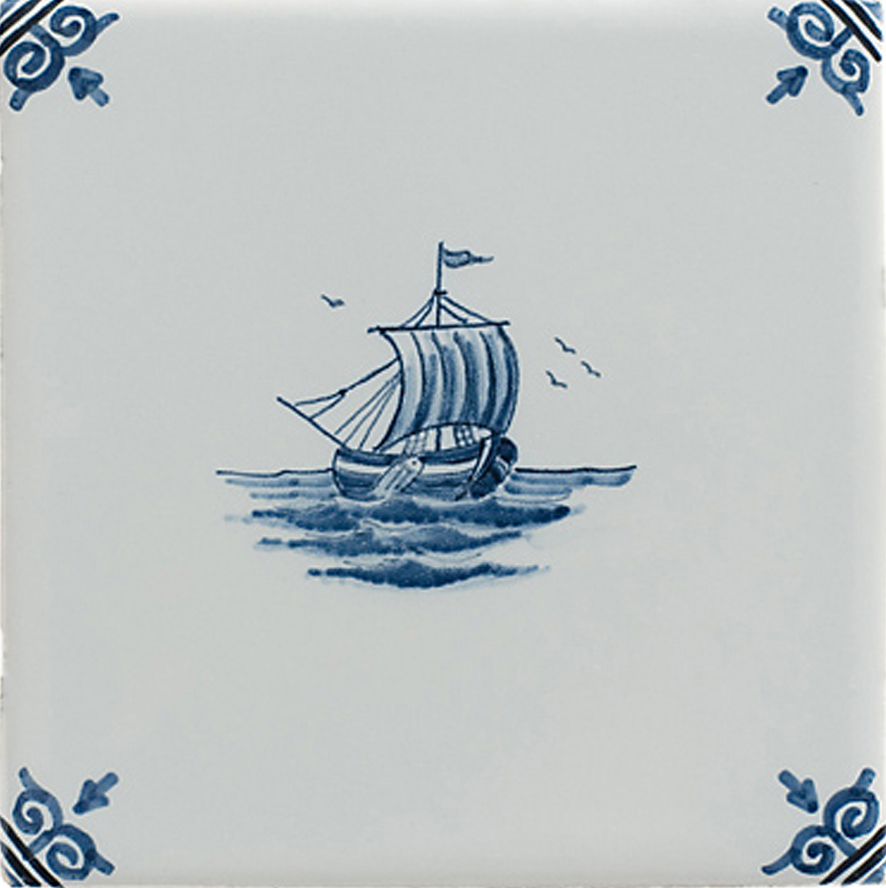 Hand decorated small boat tiles (TMS13) - Image 2