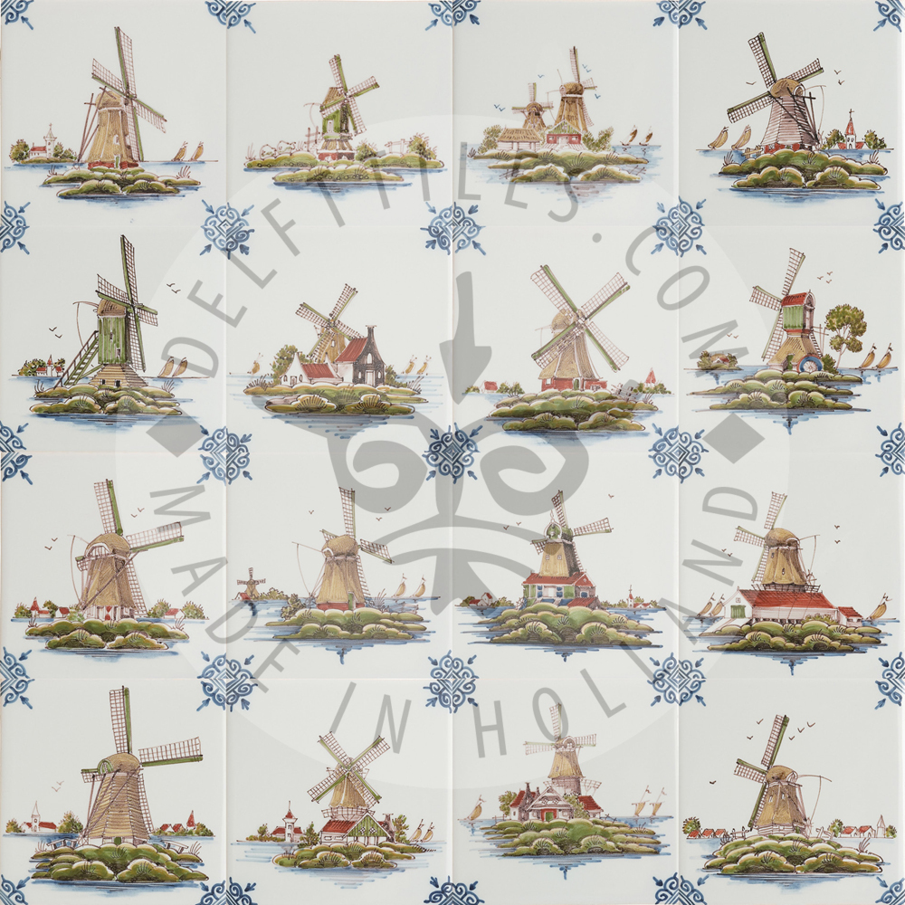 Multi color Dutch windmill tiles (TML8)