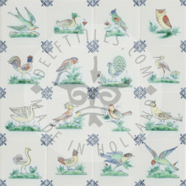 Polychrome bird on ground tiles (TMZ4)