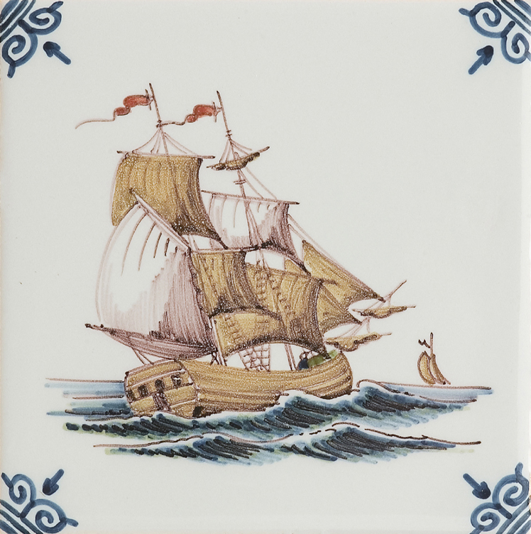 Polychrome three masted ship tiles (TMS2) - Image 2