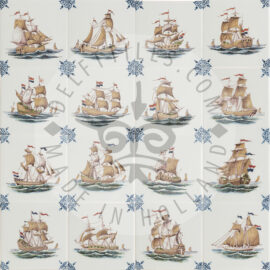 Polychrome three masted ship tiles (TMS2)