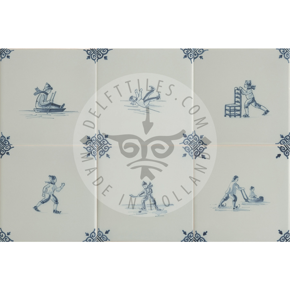 Ice skating fun decorated tiles (TMF9)