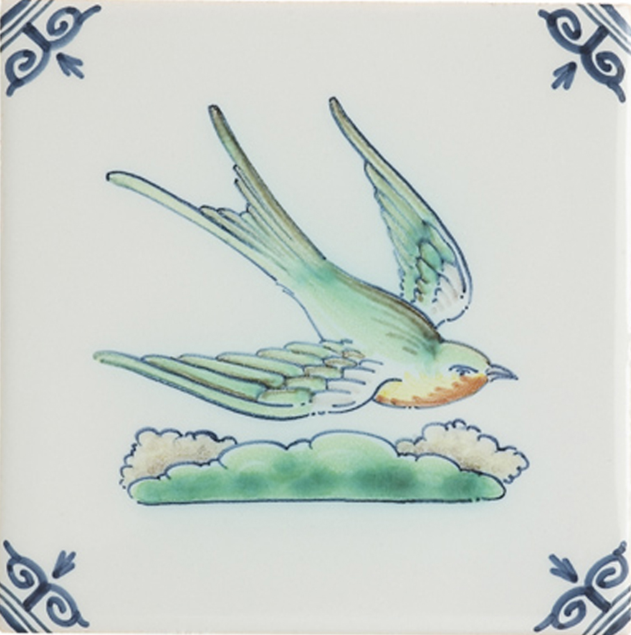 Polychrome bird on ground tiles (TMZ4) - Image 2