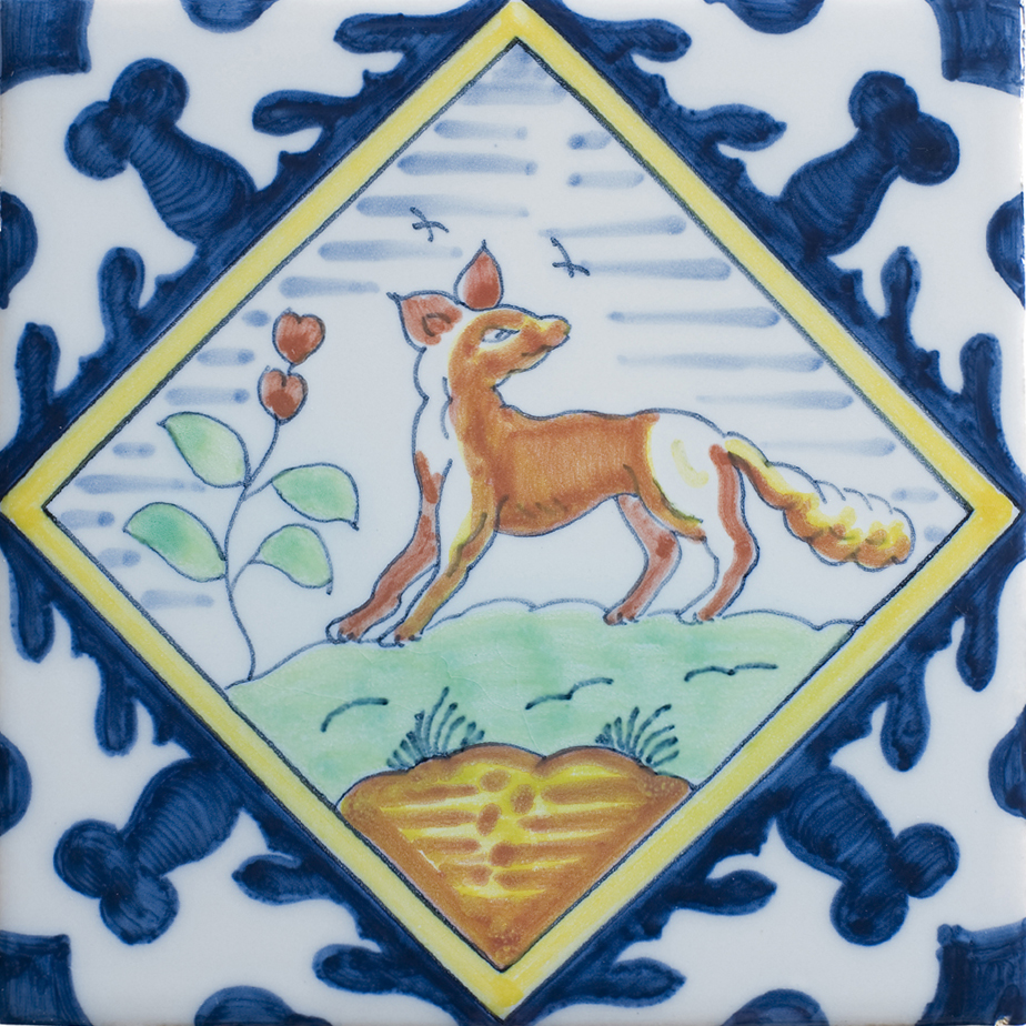 Polychrome animals in square tiles (TMZ10) - Image 2