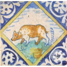 Dutch Delft multi color animal tile #PC10