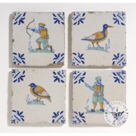 four rare 17th century tiles #PC12