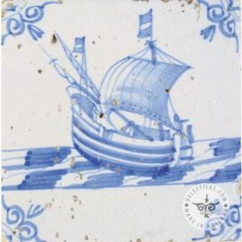17th century old blue & white boat tile #S14