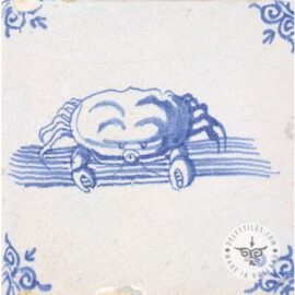 Crab sealife blue & white tile #S15