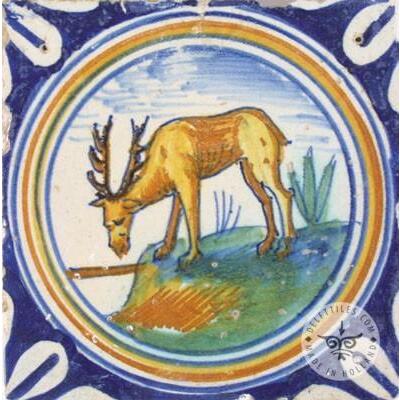 Besondere mehrfarbig dekorierte Fliese #PC17