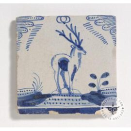 Deer on tile 17th century Delft tiles  #D38