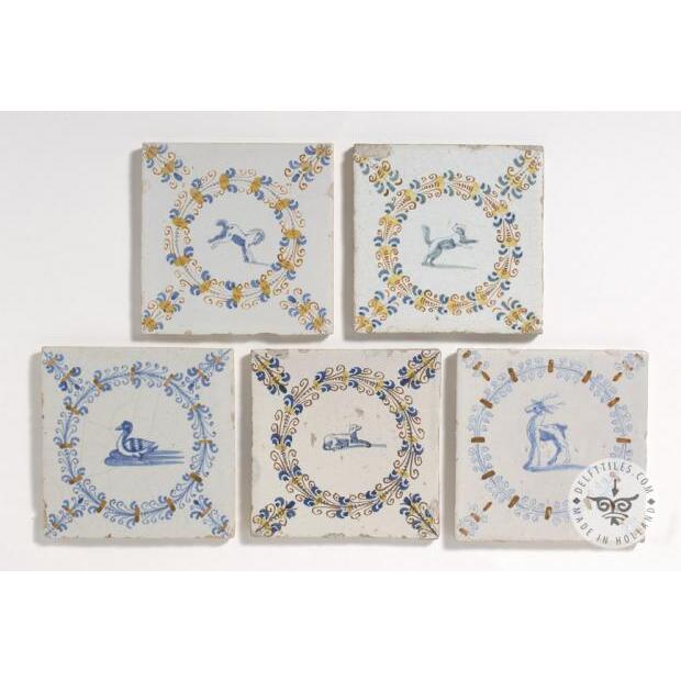Decorative antique Delft animal tiles #D21