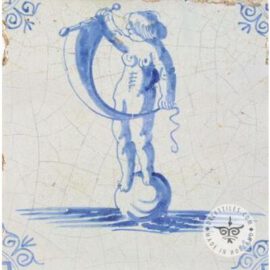 Man on Ball blue & white tile #S17