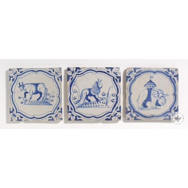 Elephant Lion Ox Delft tiles #D39